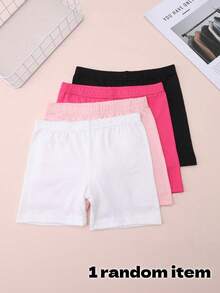 1/4件女童經典純色牛奶絲透氣薄款安全短褲，夏季幼兒騎單車翻滾舞蹈裙內搭短褲 - 彩色 - 查看 12
