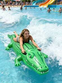 Inflatable Crocodile Ride-On Float/Water Play Float/Pool Float/PVC Surfing Float, Suitable For Adults And Family Entertainment, Outdoor Leisure, Summer Parties, Beach, Lake And Pool Water Activities, Enjoy Summer Water Fun - Multicolor - View 1