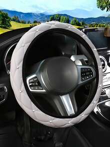 Women's Shiny Rhinestone PU Leather Car Steering Wheel Cover, Fits 14.5-15 Inch Steering Wheels, Breathable Anti-Slip All-Season Design, No Inner Ring, Easy Installation, Universal Car Interior Accessory - Style a - View 17