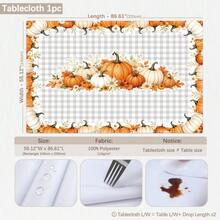 1 Stück hellgrau-weiß karierte Tischdecke mit Kürbis-, Sonnenblumen- und Blumenmuster, dekorative Tischdecke für Thanksgiving und Herbst-Erntestimmung, 140*220cm/140*180cm/140*140cm/90*140cm, bedrucktes Polyestermaterial, Herbstdekoration, Tischdekoration, Heimdekoration, Küchendekoration, rechteckige Tischdecke, quadratische Tischdecke, Heimdekoration, geeignet für Picknick, Camping, Party, Restaurantbuffet, Heimdekoration, Esstisch-Oberflächendekoration, Heim-DIY - Verschiedenfarbig - Übersicht 14