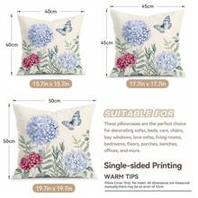 4pcs Hydrangea Butterfly And Floral Pattern Pillow Covers Without Inserts, Single-Sided Printed Pillow Covers, Suitable For Living Room Bedroom Home Decor, All-Season Pillow Covers - Multicolor - View 3