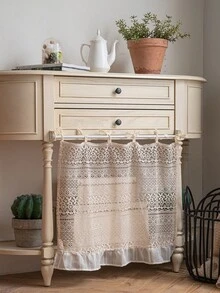 Vintage Lace Oven Door Curtain, 100% Polyester Kitchen Stove Cover With 6 Tie Straps, Decorative Ruffled Oven Handle Curtain For Farmhouse Kitchen Decor, 29.9 X 21.3 In - Multicolor - View 7