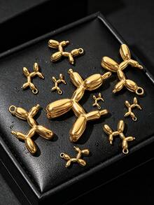 1/4pcs 3D Balloon Dog Stainless Steel Pendant, Non-Fading Metal Animal Charm, DIY Jewelry Making Bracelet Necklace Accessory - Dog Pendant - View 3