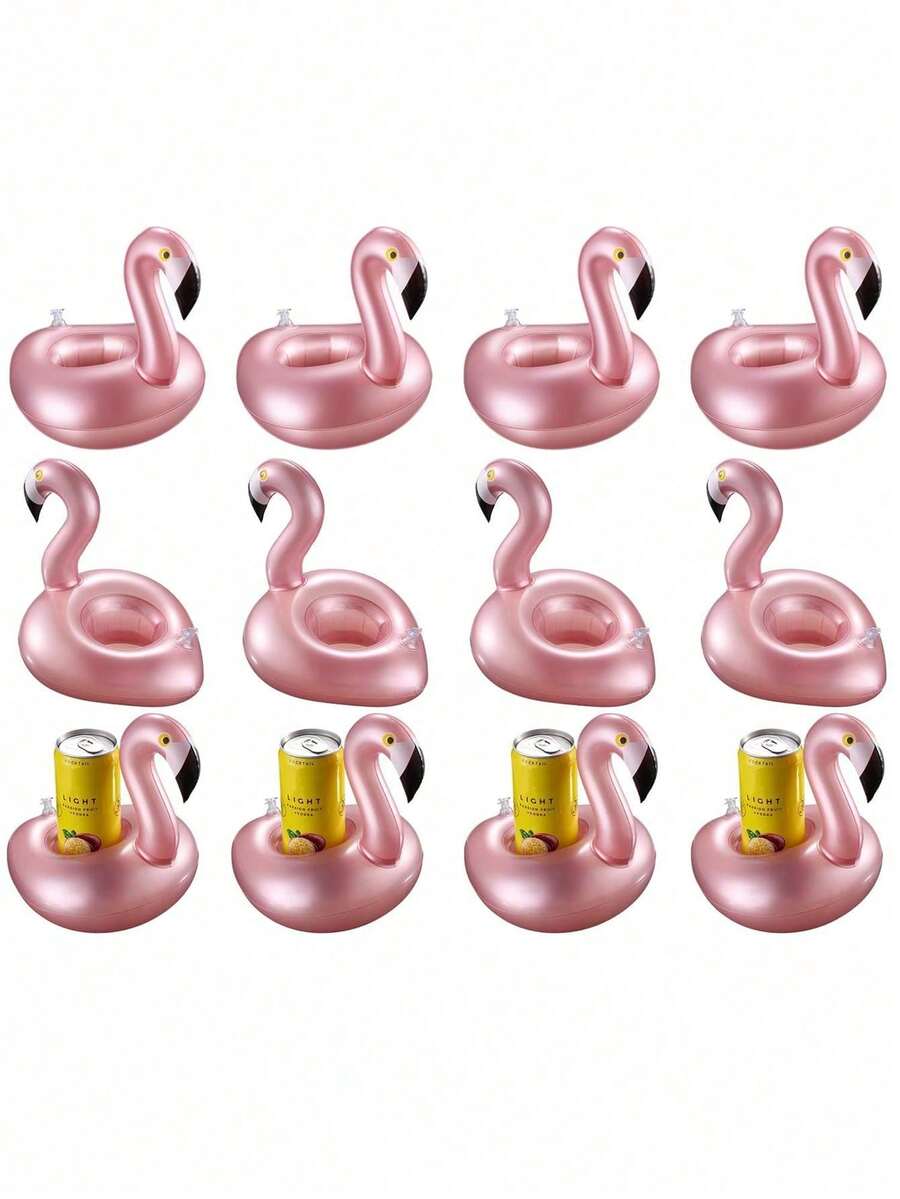 1/2/4 Packs Reusable Inflatable Flamingo Drink Holder – Summer Pool Party Accessory – Cute Pink Animal-Shaped Floating Cup Holder For Outdoor Decor And Pool Fun - Multicolor - View 1