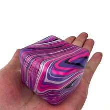 1pc 5cm Large Healing Gradient Colorful Square Stress Relief Squeeze Toy, Soft And Bouncy Touch, Suitable For Office Ladies Working Overtime, Students Studying, And Commuting Men Under High Pressure, Relieves Anxiety And Irritability With Healing Tactile Sensation And Vibrant Flowing Color Patterns, Compact Square Size Fits Easily In Commuter Bags And Pockets, Convenient For Office, Study, Cafe, And Car - Multicolor - View 9