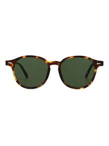 1 paire de lunettes de mode vintage style street pour homme, ovales, personnalisées, avec rivets et imprimé léopard - Imprimé léopard - Voir 4