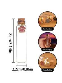 1pc Transparent Glass Pet Memorial Bottle With Paw Print Pendant, Mini Keepsake Jar For Dog Fur And Cat Whiskers, Pet Loss Memorial Gift For Pet Owners - Multicolor - View 11