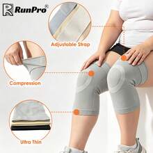 RPPR 2pcs/1 Pair Upgraded Extra Large Ultra-Thin Knee Pads With Extended Straps, High Elasticity Compression Knee Sleeves, Unisex, Plus Size Knee Support, Suitable For Daily Life, Running, Fitness, Yellow/Grey/Black, Weight Range: 45-130kg/99-286lbs - Multicolor - View 4