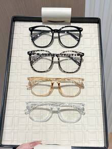 4 Pairs Women's Geometric Full Frame Plastic Windproof Daily Non-Prescription Glasses Glasses, Classic Thick Frame Basic Style, Autumn/Winter Casual Eyewear, Suitable For Office, Cosplay And Other Occasions - Clear - View 7