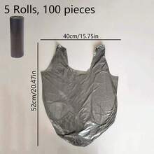 100pcs Black Garbage Bags, Made Of Durable PE Material With Handles And Tear Lines - Multicolor - View 6