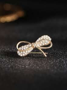 1pc Elegant Mini Bow Brooch, Double Layer Geometric Pin Accessory For Clothing - Bow - View 10