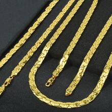 750 Italia Collar Cubano de 7mm con Empalme Geométrico Chapado en Oro de Cobre de 14k Estilo Hip Hop Callejero para Hombres y Mujeres Uso Diario y de Fiesta - Amarillo Oro - Ver 4