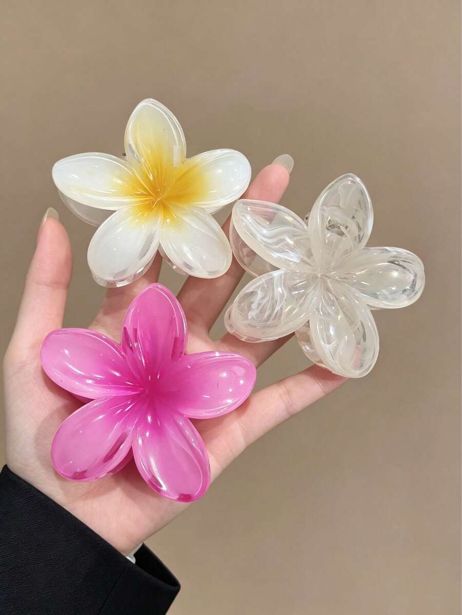 3件/1件裝 女款極簡豹紋焦糖色壓克力花朵髮夾,適用於後腦勺盤髮、半紮髮,裝飾性髮飾,日常穿搭配件,優雅百搭髮飾,適合日常使用 - 彩色 - 查看 1