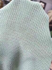 Plus Size Women V-Neck Puff Sleeve Solid Color Casual Knit Pullover Sweater, Spring/Summer - Khaki - View 6