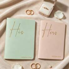 頂級婚禮誓言書「Her And Him」新婚客製化誓言本，極簡手寫宣言書，燙金字體，高級藝術紙封面，亦可作為私人筆記本，追求高品質文具 - 14X10cm - 查看 4