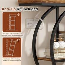 Console Table With Circle Base, Industrial Narrow Entryway Table With Storage, 4-Tier Wood Sofa Table For Living Room, Hallway, Rustic Brown - Rustic Brown - View 6