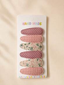 6pcs/Set Floral Pattern Hair Clips, Suitable For Baby Girls, Toddlers, Children (Fabric May Vary Slightly By Batch, Random Shipment), Holiday Gift - Multicolor - View 19