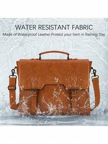 15.6 Inch Laptop Bag Men's Messenger Bag Waterproof Briefcase Computer Shoulder Bag Vintage Large Capacity Office Business Student Commuter Bag Brown - Multicolor - View 6