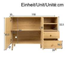 Minimalist-Style Locker/ Storage Cabinet With 2 Drawers And 2 Open Compartments/ Wooden Handles And Feet / Versatile Storage Options / Suitable For Living Room, Dining Room And Hallway - 淺木色 - 查看 8