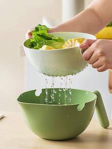 1 pieza Lavador de arroz multifuncional para el hogar, colador para lavar verduras, cesta de almacenamiento para lavar frutas y verduras de cocina - Talla única - Ver 7