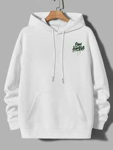 Stay Humble Graffiti Letter Loose Fit Hoodie Sweatshirt Men Spring Autumn Pure White Street Casual Pullover - White - View 5