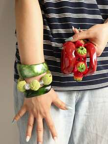 3pcs Geometric Square Bracelet Set, Minimalist Elegant, Suitable For Party, Daily, Commute And More - Red - View 2