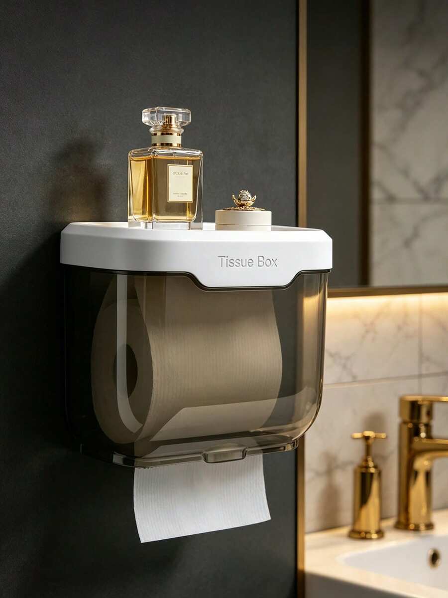 1pc Self-Adhesive Toilet Paper Holder, Suitable For Wall Mounting, Can Be Used In Kitchen And Bathroom, Reverse Self-Adhesive Design, Suitable For Storing Paper Towels Needed For School/Dorm Life - Multicolor - View 1