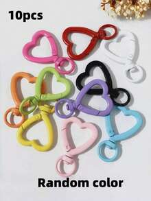 10/30pcs Colorful Rotating Heart-Shaped Lobster Clasp Hooks, Suitable For Bags, Dog Leashes, DIY Jewelry Making Accessories - Heart-shaped Keychain - View 10