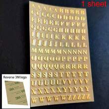 Small Gold Letter & Number Stickers, 3D Self-Adhesive Mini Letter Stickers, Glitter Letter & Number Decals For Scrapbooking, Nail Art, Keyboard DIY Crafts Decoration - Gold School Supplies - Multicolor - View 11