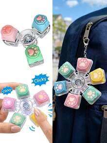Cat Paw Stress Relief 3/5/6 Key Keyboard Keycap Gift, Adult Anti-Stress Finger Keyboard Game Keychain, Pressure Release - Multicolor - View 8
