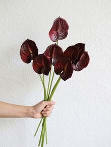 23.6 Inch Realistic Artificial Red Anthurium, Touch-Feel Bordeaux Red Flower, Faux Flower For DIY Wedding Bouquet, Centerpiece, Floral Arrangement, Bridal Shower Party, Home Decor - Multicolor - View 1