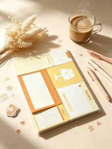 4 Soft Macaron Color Options, Healing Visual Palette. A Complete Set With Daily Plan, Weekly Planner, Habit Tracker, Water Intake Log, Memo & Blank Space Modules. Grid Pages, Dialogue Boxes, Heart Frames With Multiple Writing Sections. Versatile For Study, Work To-Do, Daily Review, And Diet Tracking. Thick Paper, No Ink Bleed, Neatly Cut And Easy To Tear, Notebook Sticker - one-size - View 7
