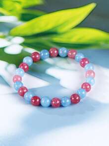YAUKIA Elegant Women'S Courage Aquamarine Bracelet , Strawberry Quartz , Dainty Bracelet , Communication , Courage And Joy , Yoga Meditation Jewelry Gift - Multicolor - View 4