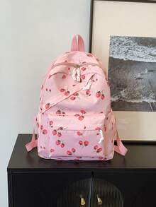 1 Set Cute Strawberry Pattern Backpack Set, Large Capacity Polyester School Day Bag, With Lunch Bag And Pencil Case, Multi-Pocket Casual Backpack, Lightweight Bookbag, Suitable For Students/Graduates/Young People, Suitable For Back To School/Daily/Shopping/Short Trips And Outdoor Leisure Activities - 2264 - View 16
