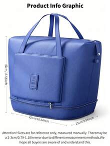 Expandable Travel Tote Bag, Waterproof Large Capacity Weekender Handbag With Separate Shoe Compartment, Lightweight Portable Carry On Duffle Bag For Travel, Gym, Camping - View 11