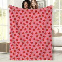 Aemicion Weighted Blanket Queen Size 20 Lbs 60x80 Inches,Ultra Soft Comfortable Fluffy Sherpa Weighted Blankets For Adults,Cute Pink Strawberry Heavy Blanket As Gift For Women,Machine Washable.Jpg - 如圖所示 - 查看 8