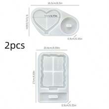 2pcs Heart & Square Photo Frame Silicone Mold, Oval Wave Epoxy Resin Casting Mold, Handmade Craft Mold, Suitable For Photo Cards, Desktop Decor, Peripheral Decoration, Flexible Reusable Silicone Mold, Used For Home Art Decoration And Handmade Crafts - Photo Frame Mold - View 8