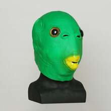 1pc Green Fish Head Mask Black Gorilla Animal Head Cover Funny Prank Prop Party COS Carnival - A - View 5