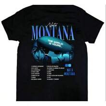 "Playera Negra Unisex Estilo Urbano Nata Montana con Frase 'The World Is Yours' y Tracklist - Moda Streetwear Corrido Tumbado" - Negro - Ver 1