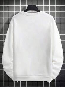 SU ER Men's Casual Crew Neck Sweatshirt, Autumn/Winter, Street Style Essential - White - View 8