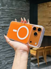 抗黃變壓克力手機殼搭配 TPU 邊框，防震防摔設計，適用於 Apple 17 16 15 14 13 12 11 Pro ProMax Plus 系列 - 橘色 - 查看 3