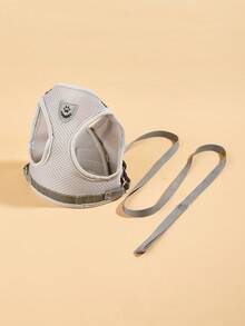 灰色背心式寵物胸背帶附配套牽繩，反光胸帶增加能見度，實用寵物用品與狗狗配件，適合小型犬，尺寸偏小，建議選擇大 1-2 號 - 灰色 - 查看 4