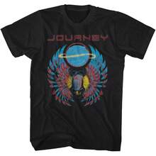 Unisex Adult T-Shirt Journey Logo Scarab And Sphere Adult Short Sleeve T-Shirt Retro Style 80s Music Pattern T-Shirt - Black - View 1
