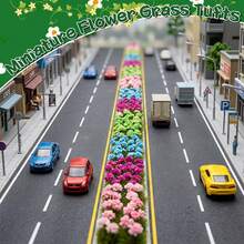 15 Peças Mini Tufos de Grama Estática com Aglomerados de Flores Coloridas, Kit de Modelo de Cenário Floral em Miniatura, Acessórios de Paisagem DIY para Modelos Militares de Wargaming, Layouts de Ferrovias de Trem, Jardins de Fadas de Casa de Bonecas, Decoração de Artesanato de Micro Paisagem - Multicolorido - Visão 8