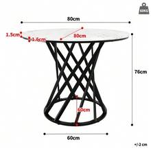Dining Table Set (5-Piece), Dining Table Set With 4 Chairs, Modern Kitchen Table Set, Round Kitchen Table With 80 Cm Diameter And Gold Metal Legs, White MDF Tabletop, Dark Grey Velvet Dining Chairs - 多色1 - 查看 3