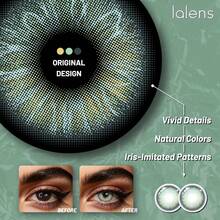 Lalens 1對森林綠彩色隱形眼鏡 14.2mm 年用軟性水凝膠鏡片 NVP HEMA 38%含水量 透氣 增強大眼效果 適合日常約會、假期活動、萬聖節服裝與Cosplay造型彩色隱形眼鏡 - Van Green - 查看 5