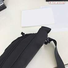 時尚男士網紅風胸包 腰包 日系高吸睛大容量尼龍斜挎肩背包 - 黑色 - 查看 8