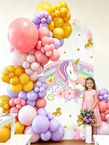 1 pieza Fondo de arcoíris de unicornio, Fondo de arco elástico, Fondo de fiesta, Decoración de arco de metal, Tela de marco de arco de globos de metal, Tela de arco de boda, Tela de marco de arco, Tela de soporte de metal, Suministros para fiesta de cumpleaños, Fiesta de cumpleaños de niñas, Regalo de cumpleaños, Recuerdos de fiesta, Accesorios para fotos, Decoración de fiesta de baby shower, Decoración de cumpleaños en el hogar, Decoración de habitación, Decoración de fiesta rosa, Decoración de fiesta con tema de unicornio, - Unicornio arcoíris - Ver 3