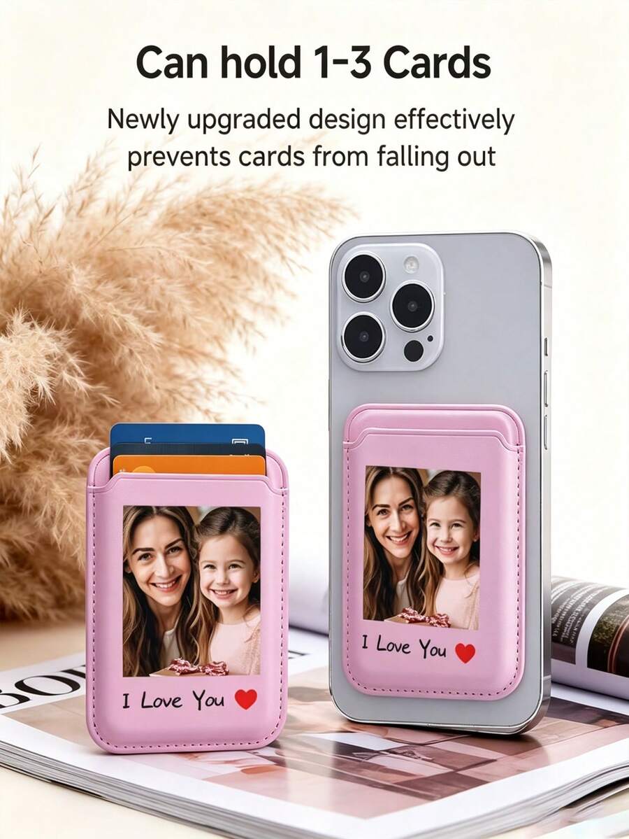 Custom Pattern Photo Magnetic Wallet Card Holder Compatible With Iphone 14 Pro Max 13 12 11 Phone Cases, Credit Card Holder For Phone Cases, Can Hold Credit Cards, Transportation Cards, ID Cards, Custom Album Covers, Custom Song Posters - Multicolor - View 1