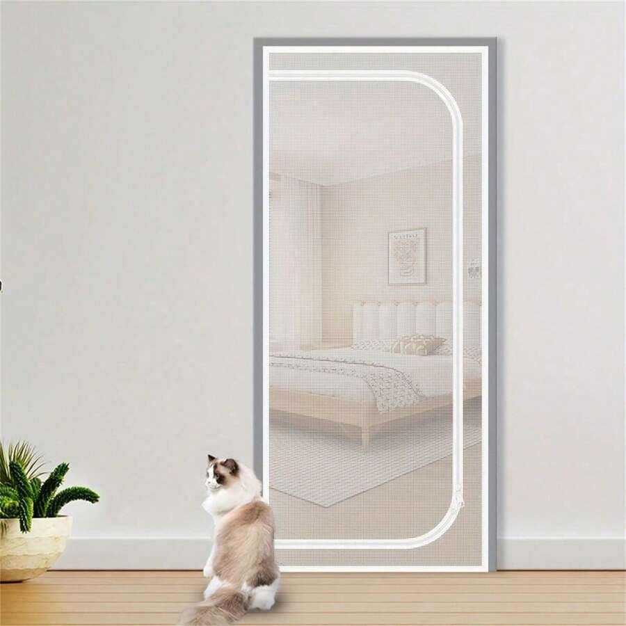Cortina Barrera Antimascota Doble Costura Plástico Resistente, Fácil Instalación Para Puerta Entrada - Blanco 90*210cm/35.43*82.68" - Ver 1